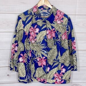 Chico’s Tahiti Tropics Bold Floral Linen Jacket Size 16/XL/Chico’s 3